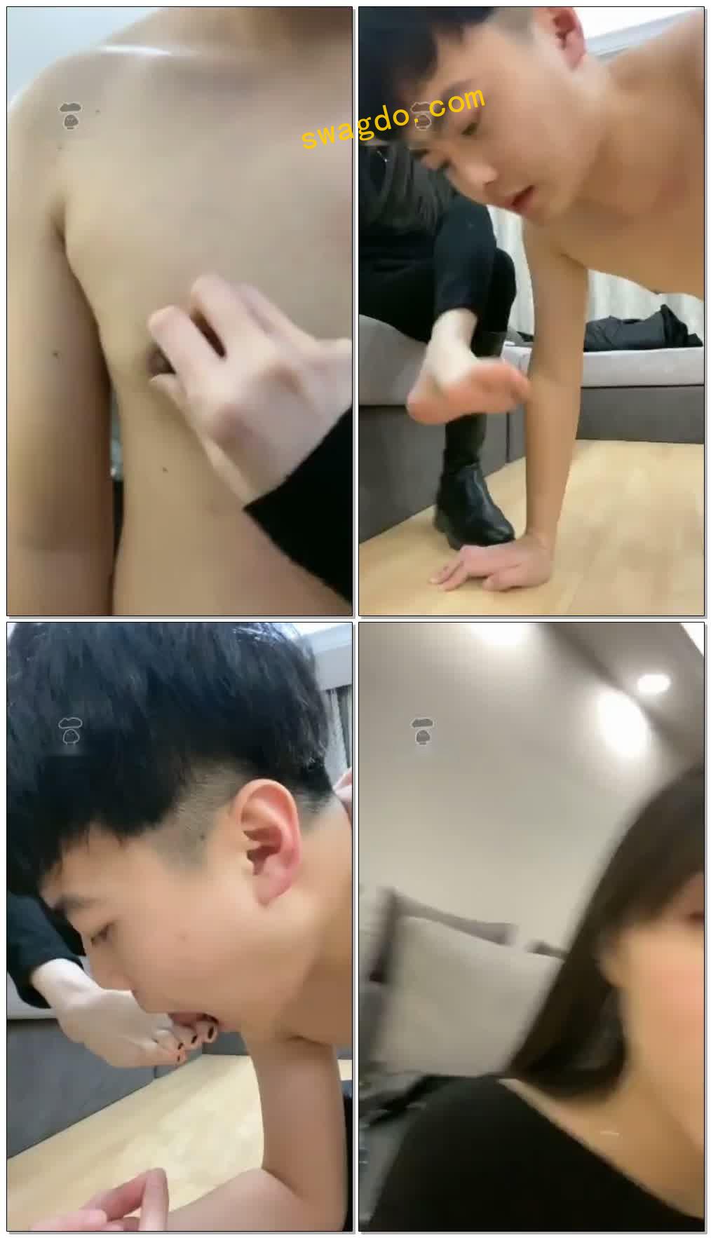 【1月】调教一个废物，长靴踩脸，口水，虐乳【青岛妲己S】【45分钟】