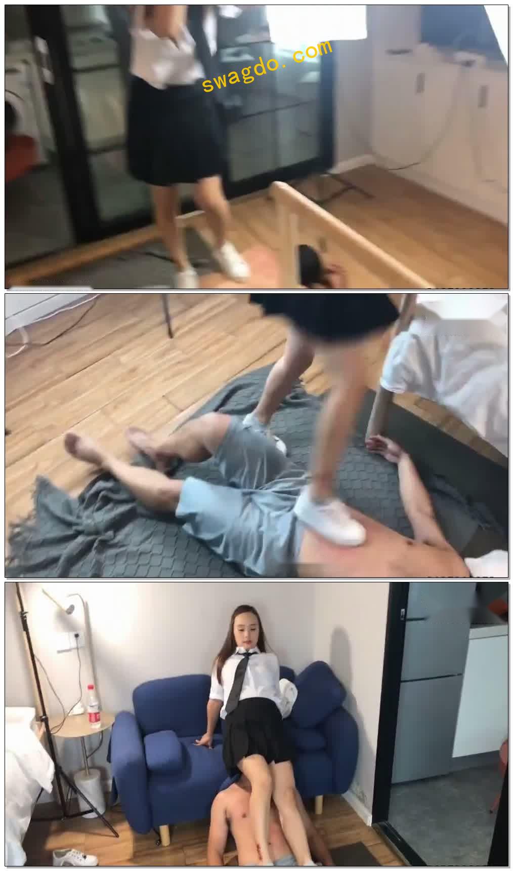 【梦瑶】学生太妹欺负同学全身踢打踹，耳光，圣水，口水