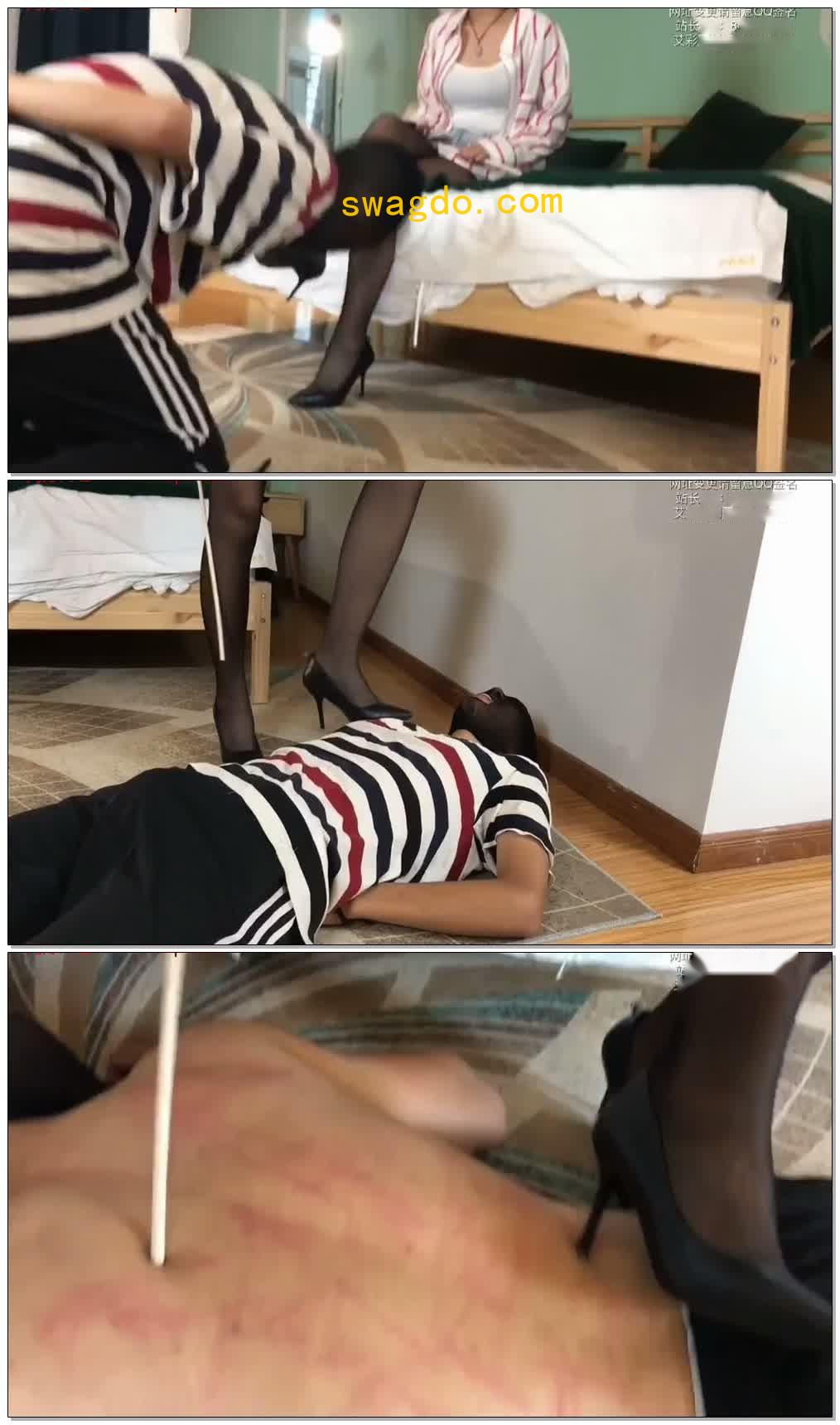 【汐汐】双S高跟黑丝踩踏调教贱狗，舔鞋底