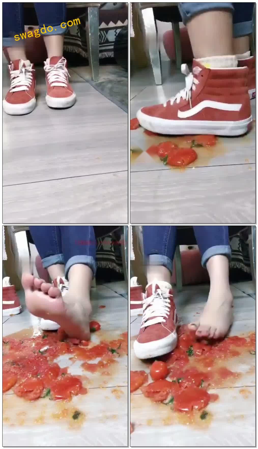 【美离子】踩食物vans帆布鞋，裸足【45分钟】