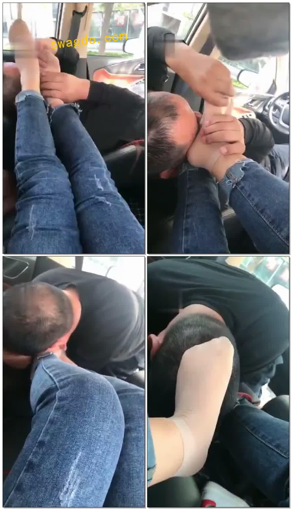 【素颜主】棉袜脚车上玩贱狗【17分钟】