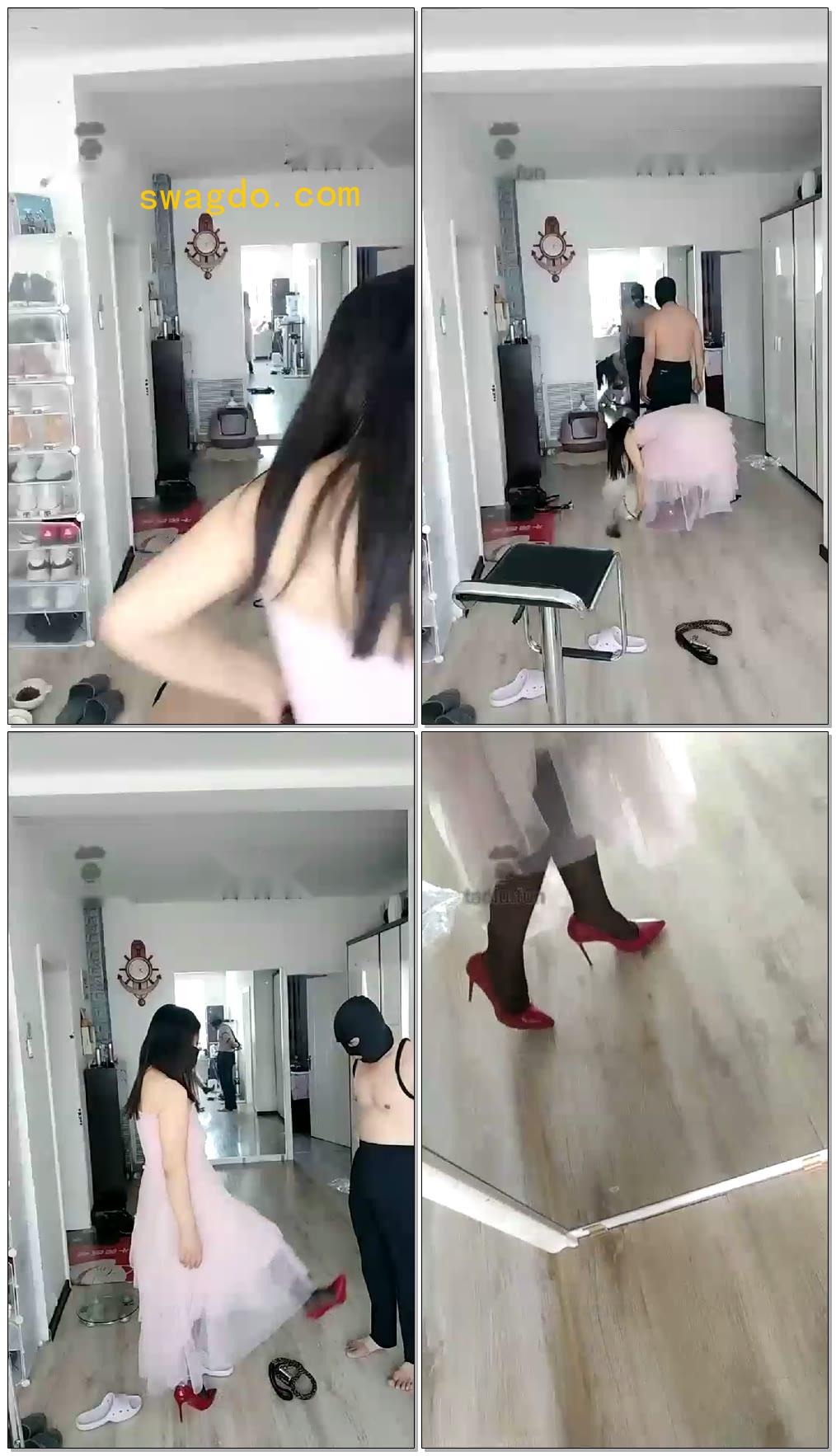 【月亮Princess】贱狗来了捆绑耳光，粉群红高【18分钟】【标清】