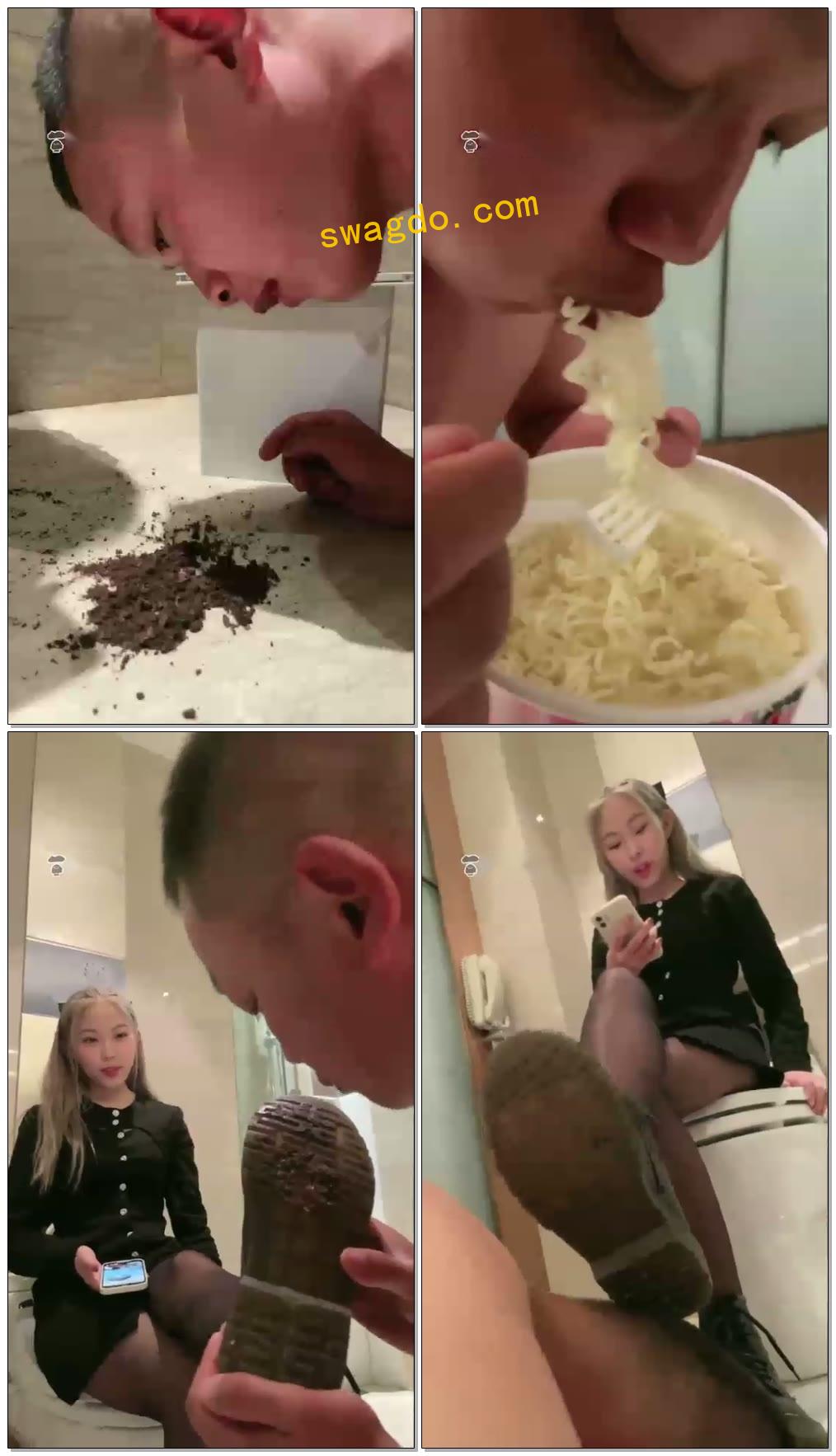 【菜小心S】厕纸喂食混合圣水泡面，踩踏喂食，黄金厕纸，羞辱接吻【42分钟】【高清】