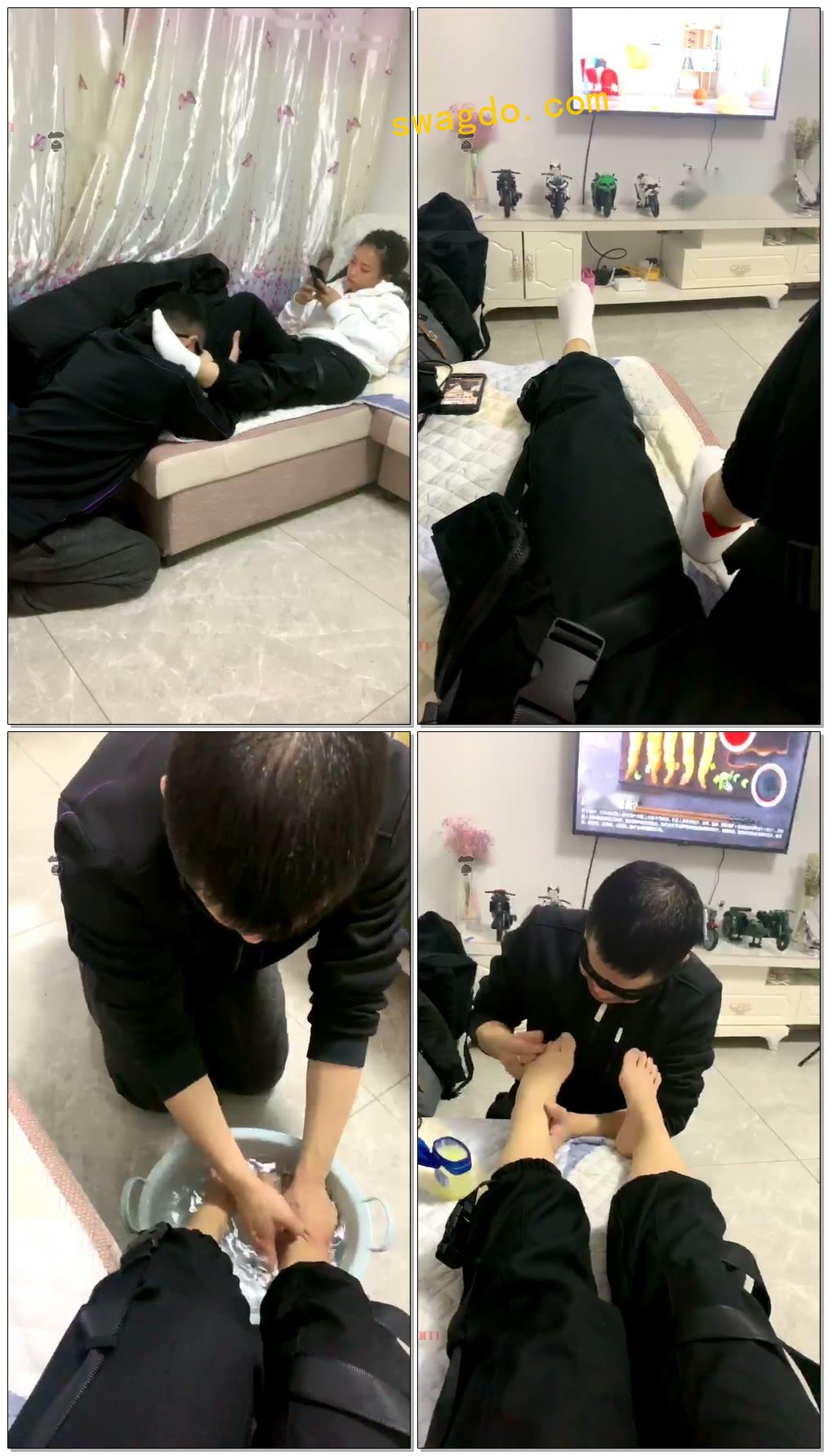 【文文文文】伺候燃一S，吸棉袜，舔洗脚水，舔脚深喉，捏脚【29分钟】【标清】