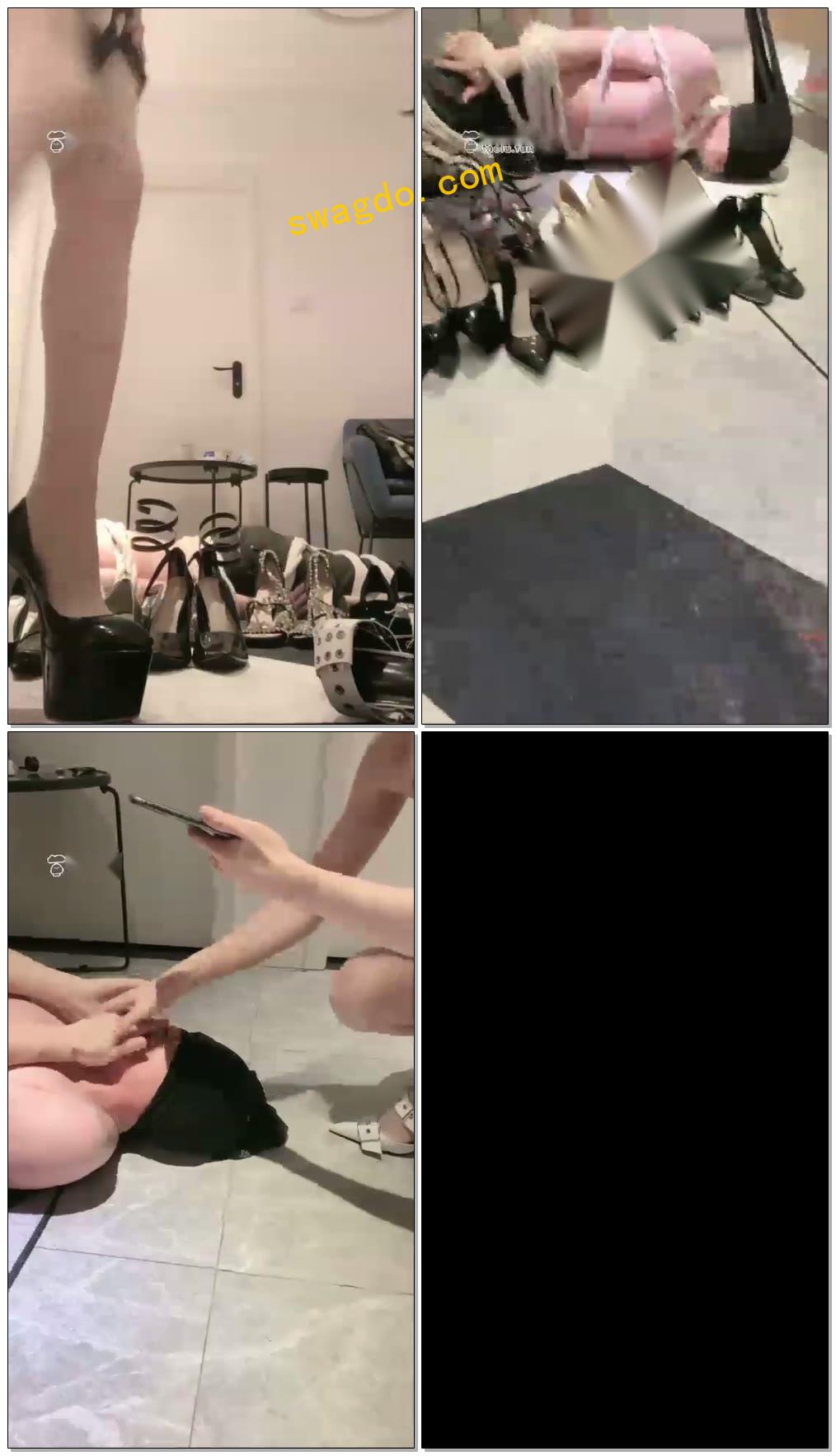 【鸢葵S&伊茜S】暴力耳光舌头刷鞋，十几双高跟鞋轮换踩踏【41分钟】【标清】