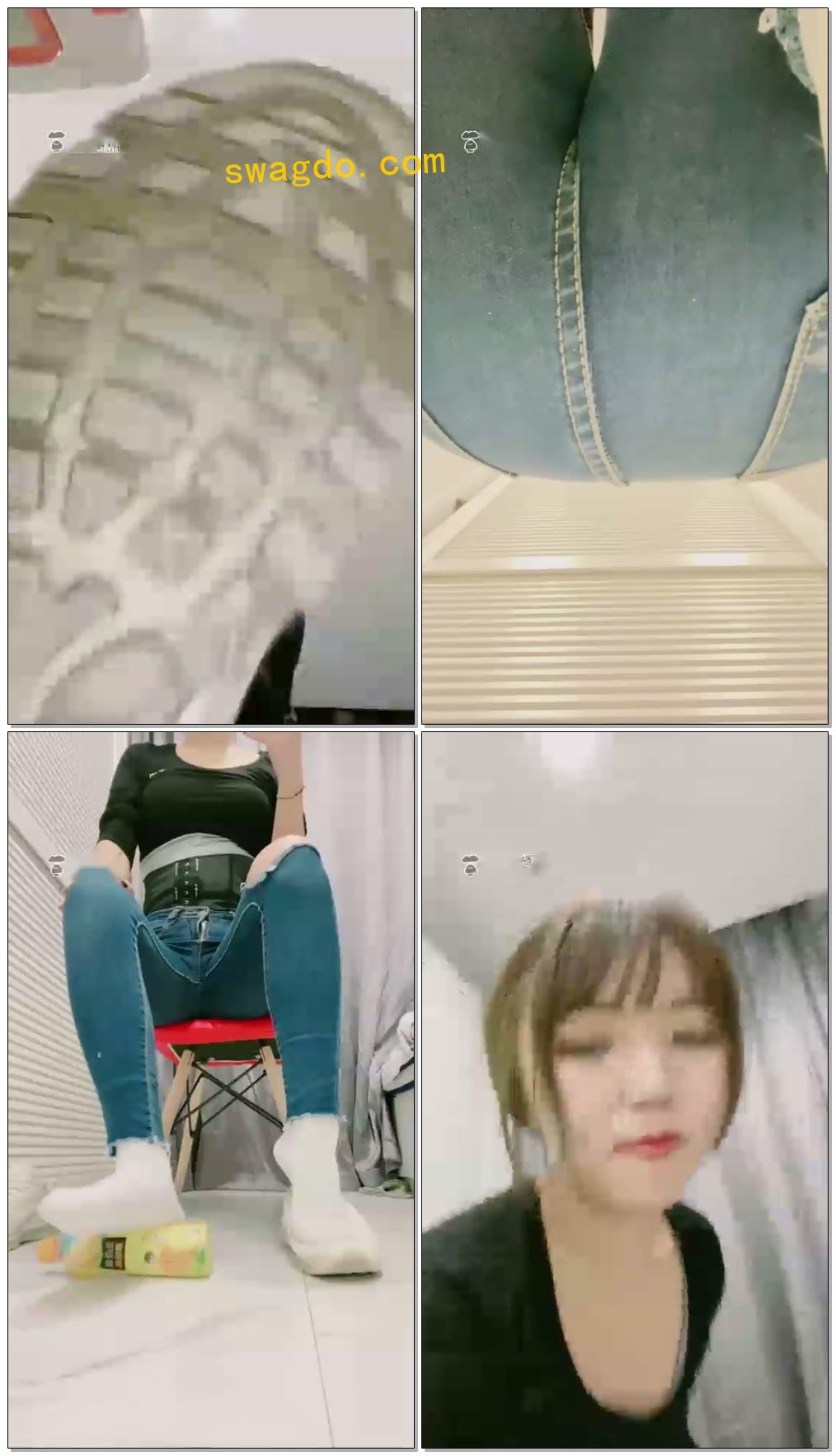 【倾涵S】第一视角羞辱诱惑，牛仔裤运动鞋白棉袜【62分钟】【标清】