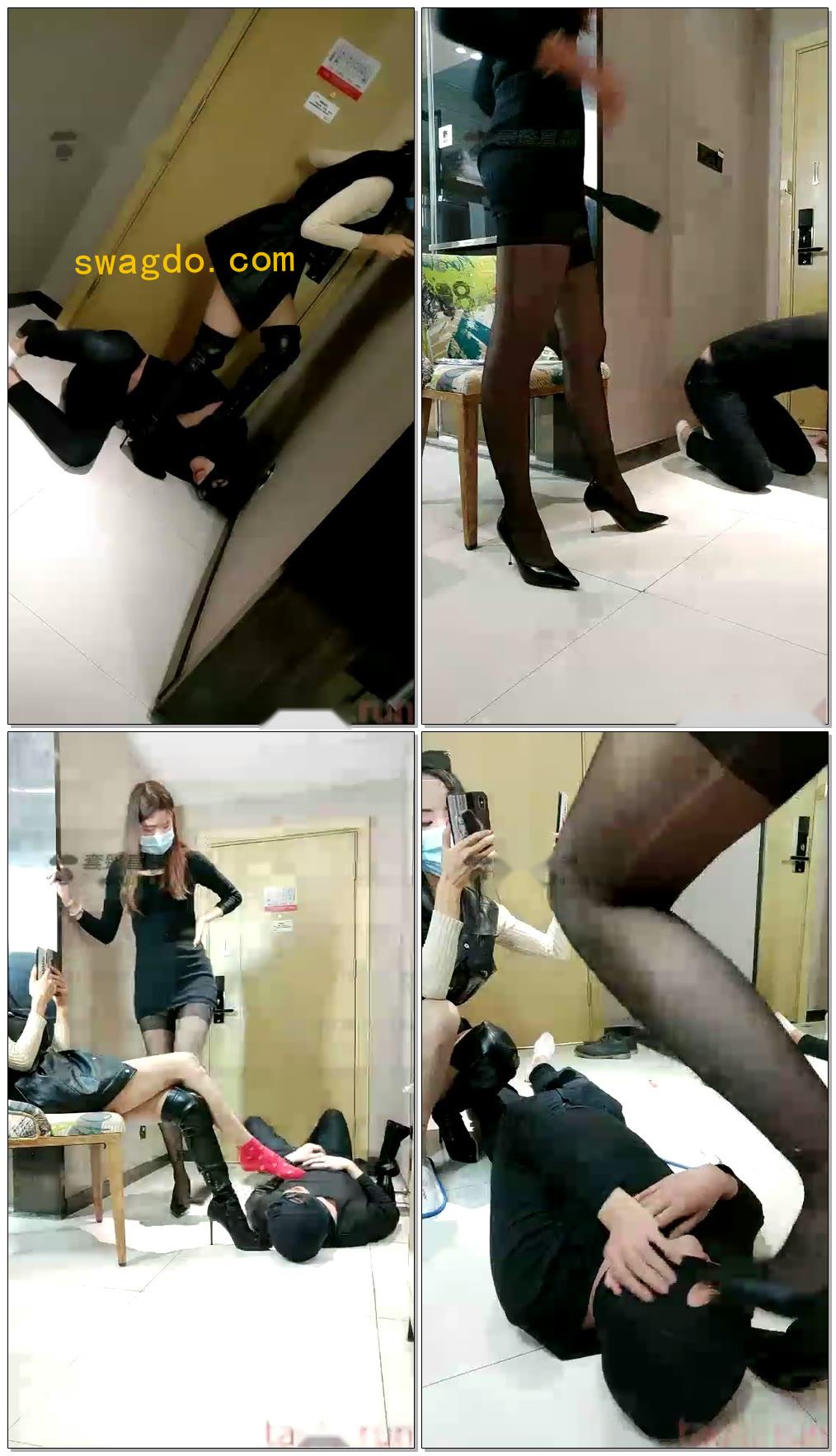 【大佩佩S】双主调狗踩踏骑马钻胯，黑丝深喉脚耳光，大红棉袜【66分钟】【高清】