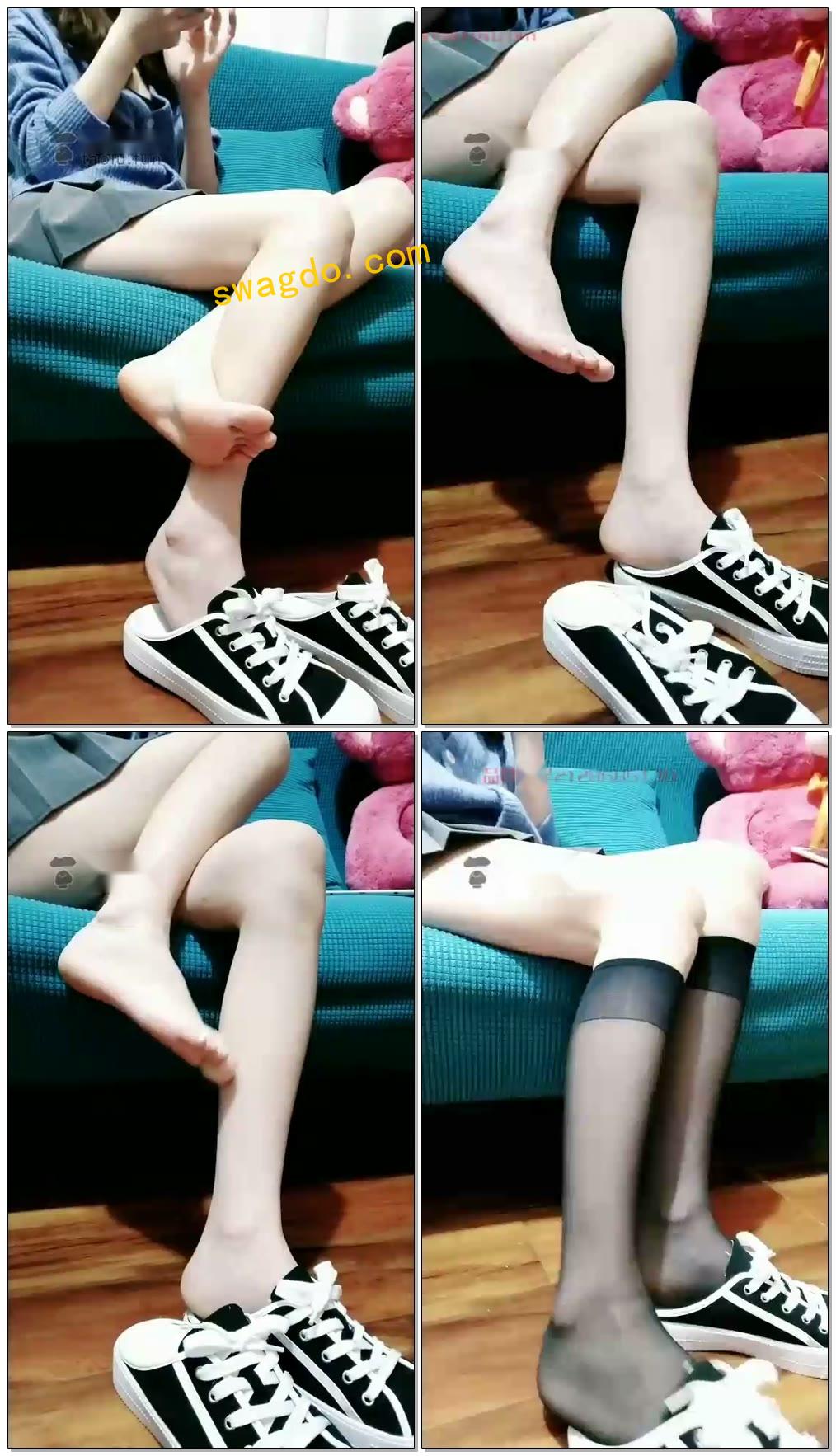 【晨希S】鞋底视角，黑丝袜，短丝袜，足控【108分钟】【标清】