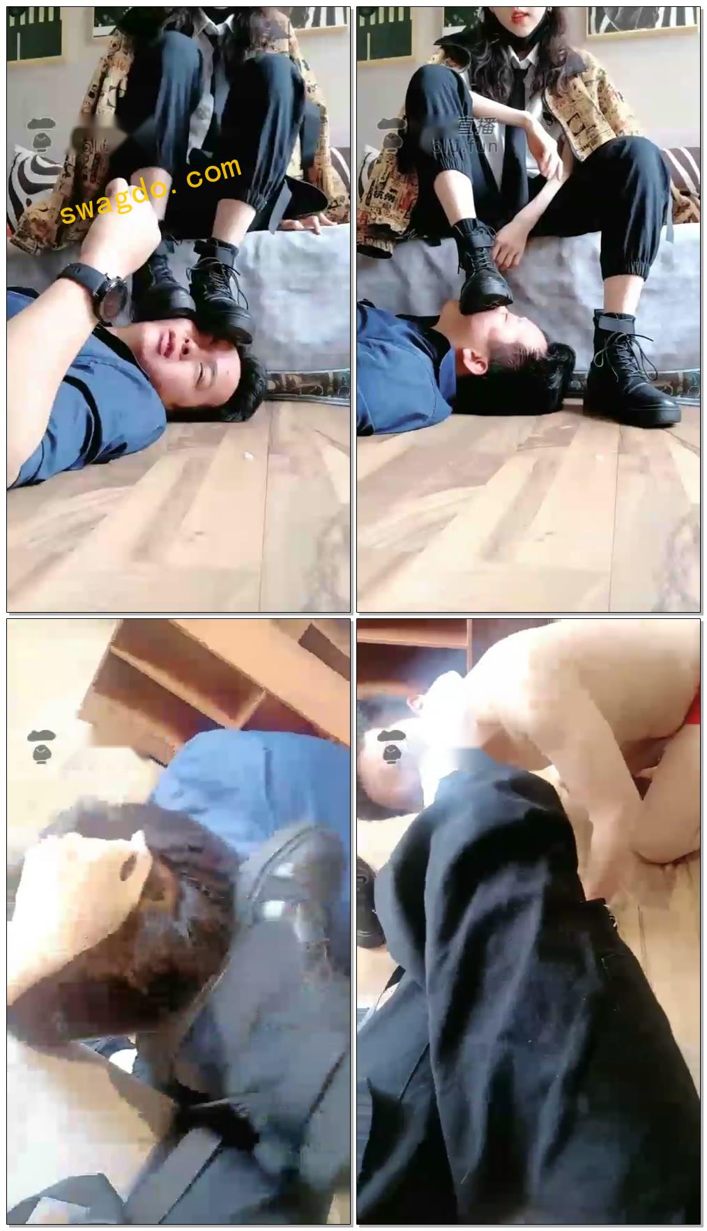 【青岁岁殿下】直播调狗制服马丁靴重度踩踏，学妹的校园暴力【23分钟】