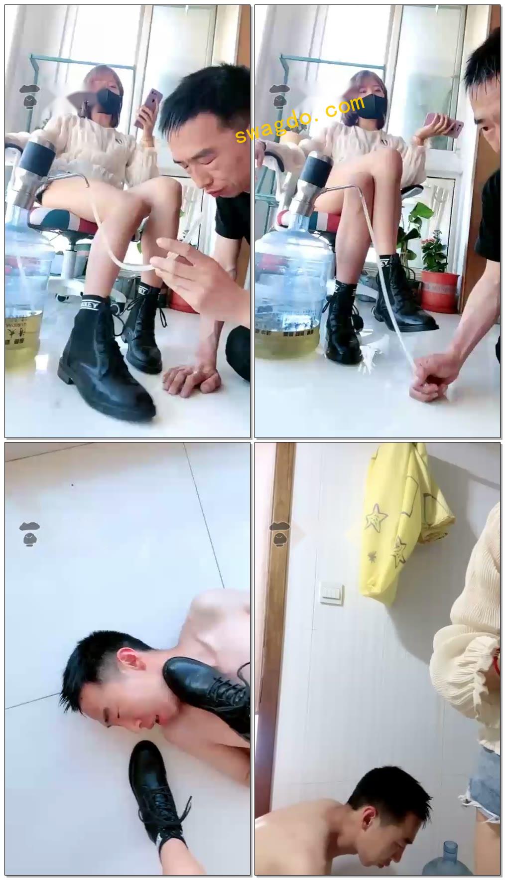 【美离子s】调教电动饮水机无限圣水灌吐，混合洗脚水【37分钟】