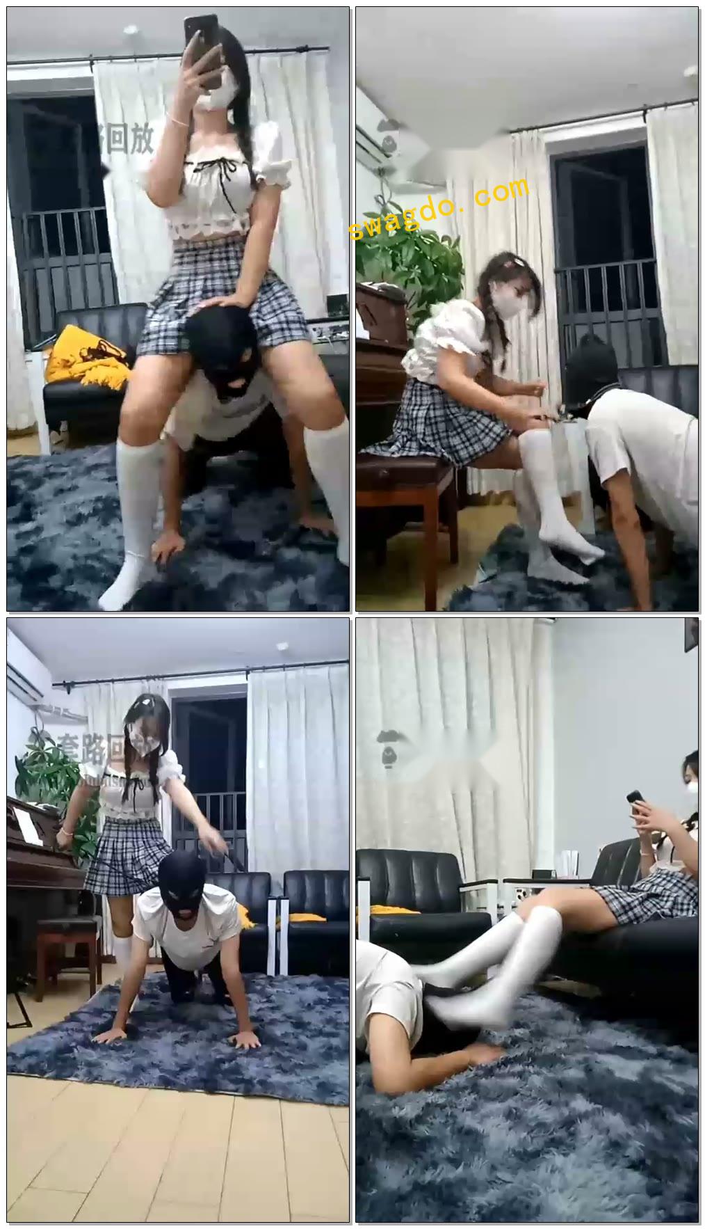 【涵涵s】白丝调教，鞭打骚狗，乘骑玉足呼吸控制【51分钟】