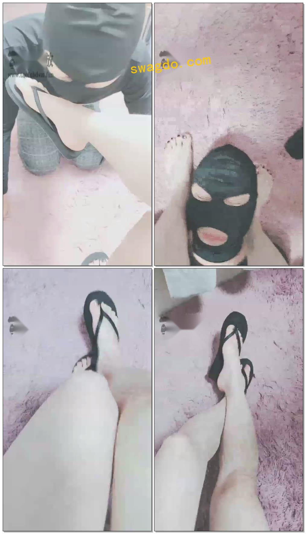 【灵竹】人字拖上课，恋足，深喉，耳光【21分钟】