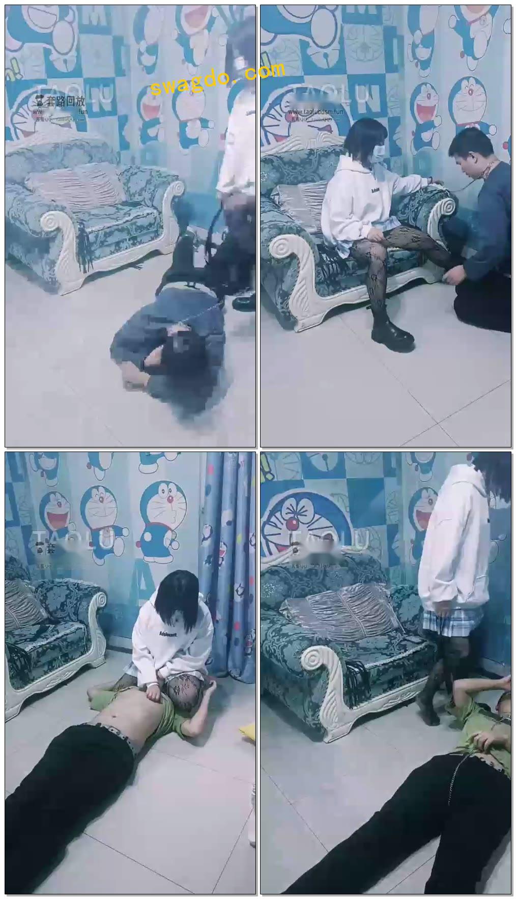 【第一帅男神】极品美女小六暴力调教，舔丝袜脚鞭打，踩踏坐脸虐乳【38分钟】