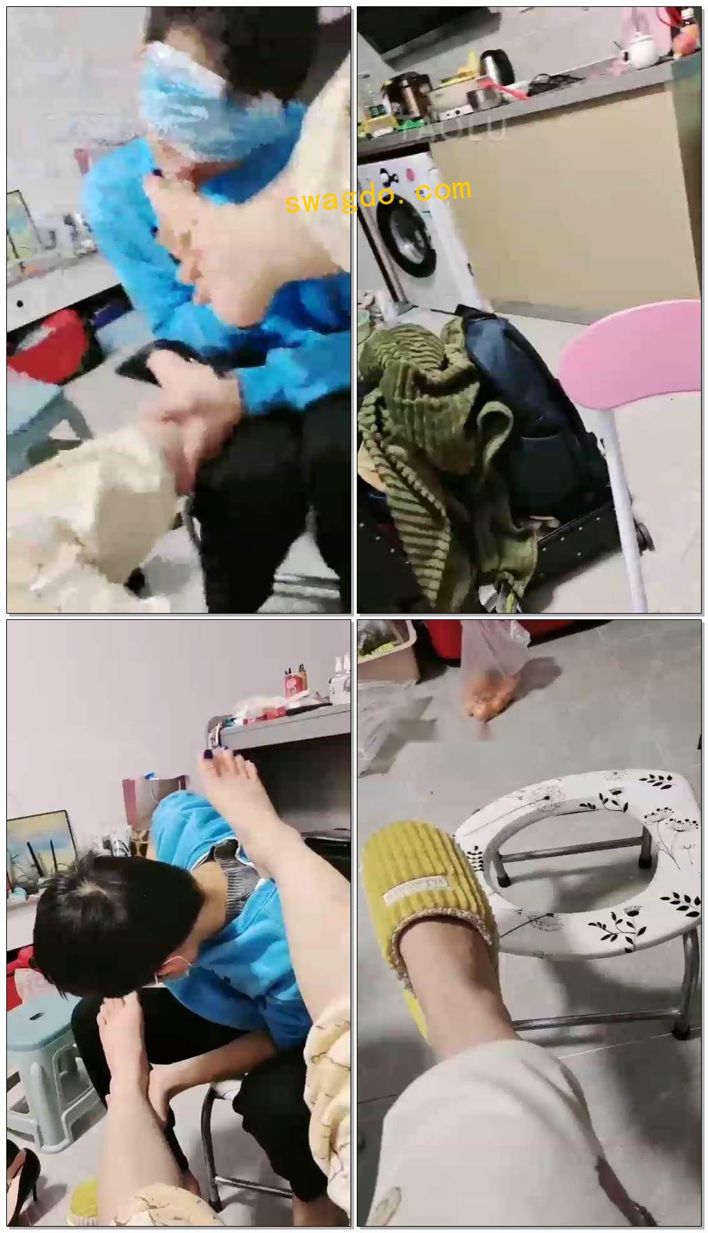 【佛山佛果】裸足深喉添脚插卿服待喝洗脚水高跟鞋喂花生踢爆脚掌【67分钟】