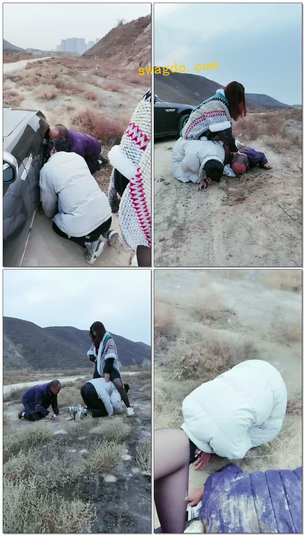 【西北傻子】劳斯女神户外凌虐傻子HJ圣水泥巴鞋底舔轮胎【33分钟】