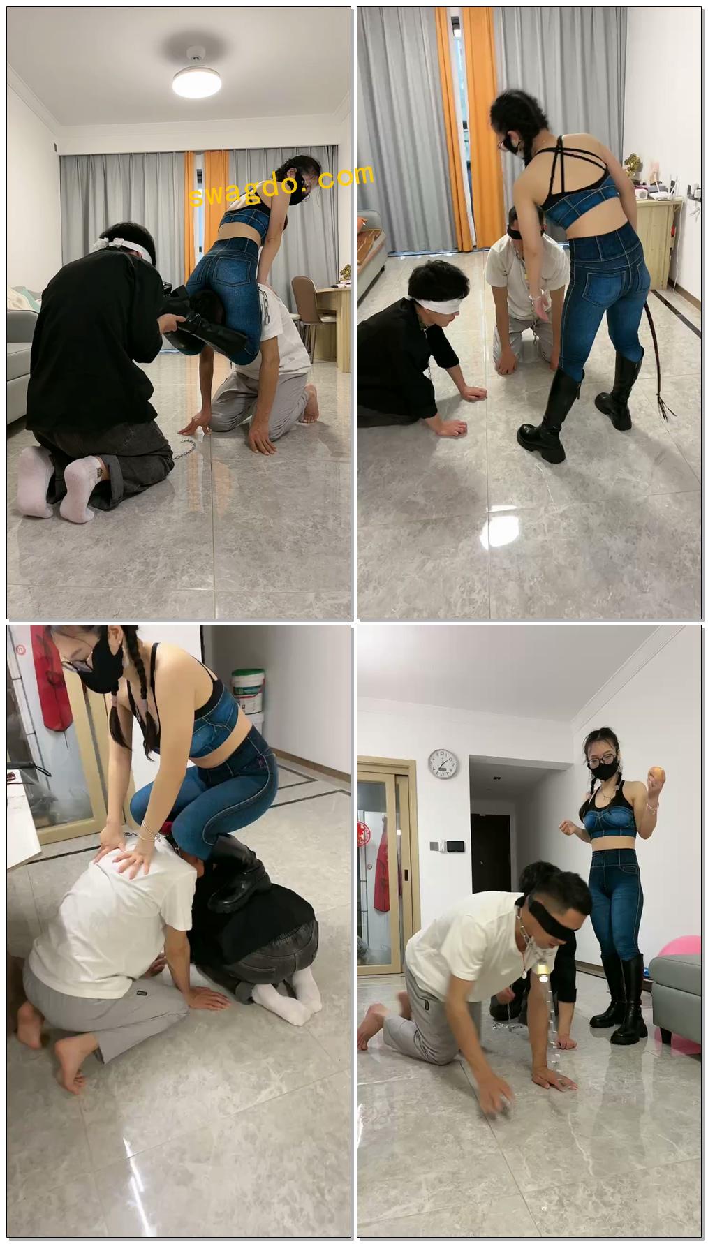 【薇薇】玩双狗坐头顶抽耳光【32分钟】