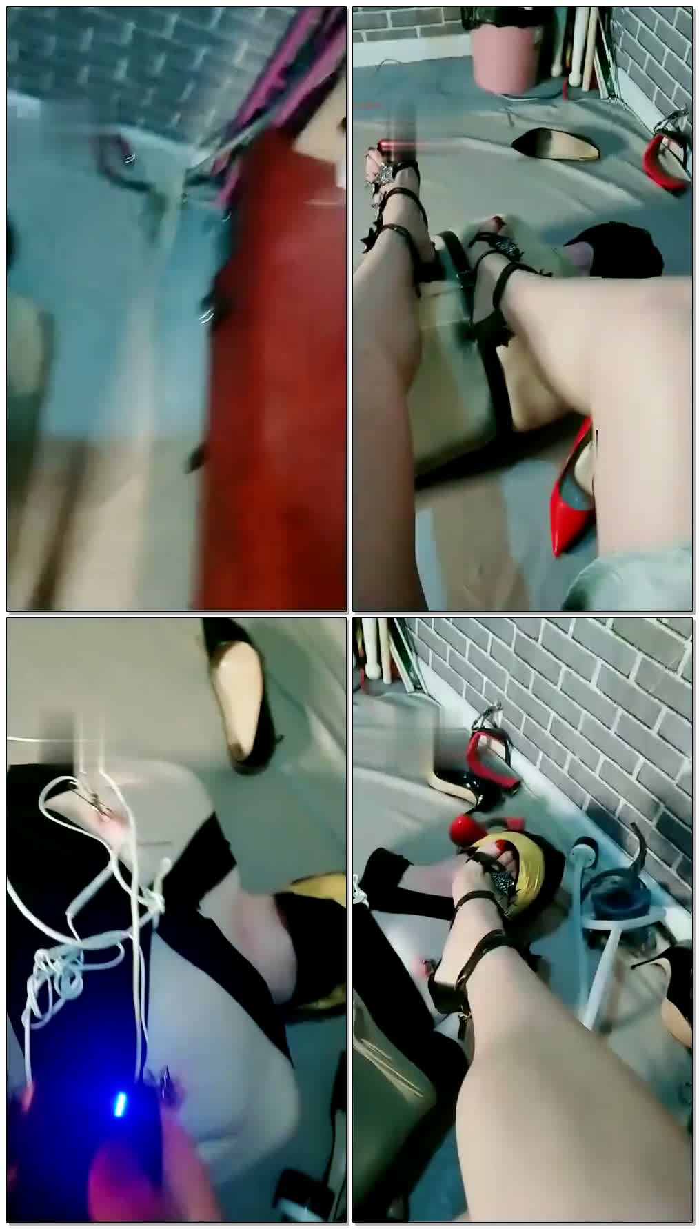 【东营天香百合】丝袜全身捆绑,电击乳头,碾压高跟鞋,鞭打【103分钟】