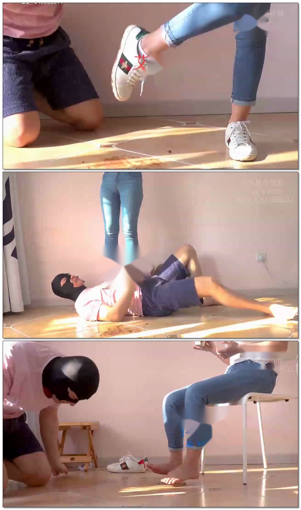 【茜茜美】-重度Gucci小白鞋的刑罚{脏食-踩踏-裸足-踢裆}【25分钟】