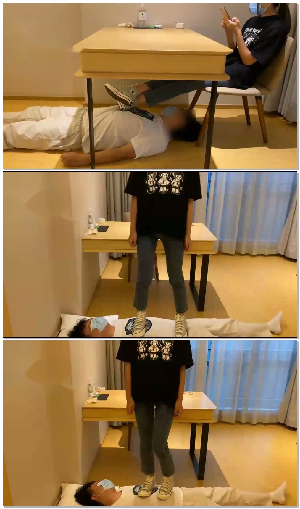 【00后小彤】牛仔裤匡威脚下的毯子哥哥(前6分钟没有声音)【14分钟】【艾踩】