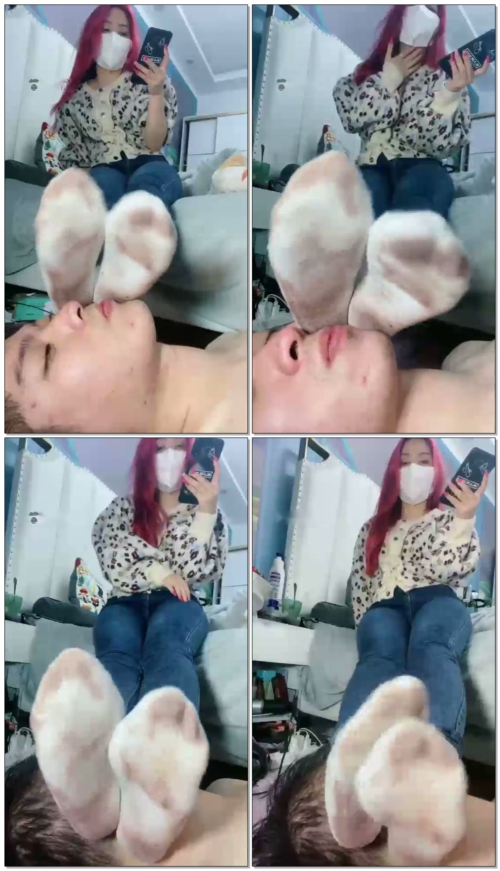 【猫熙S】超脏白棉袜踩脸强制闻【32分钟】【标清】