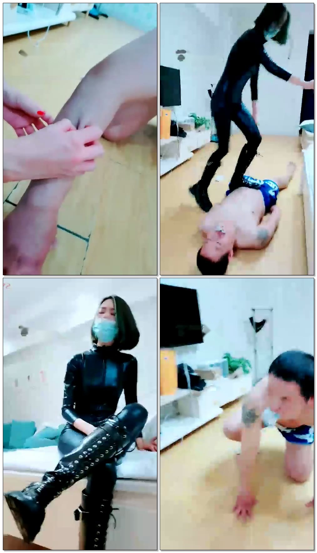 【蜘蛛女王】皮裤女神往死里揍,各种踢踹踩【41分钟】【标清】