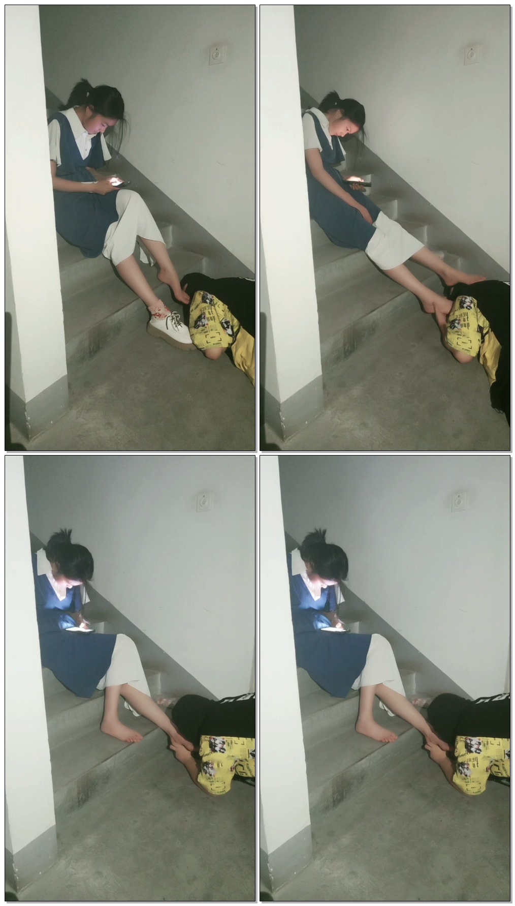 【雯雯可劲吃】楼户外梯舔脚(一)【29分钟】