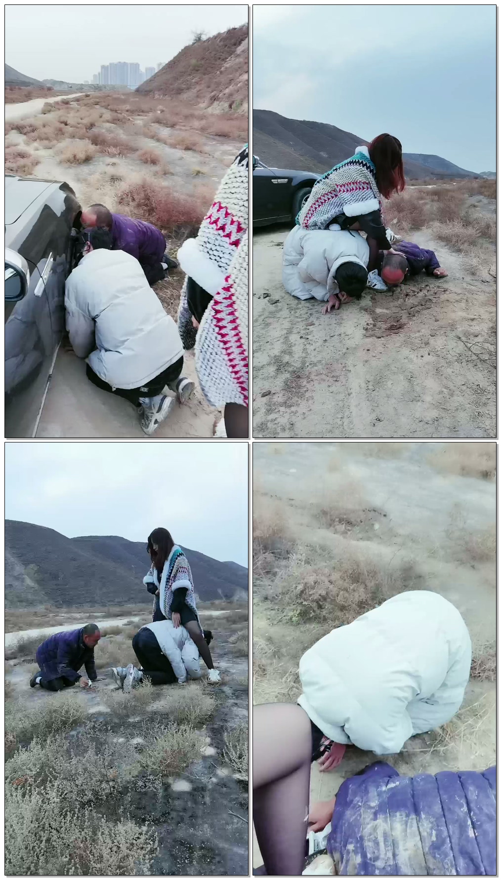 【西北傻子】劳斯女神户外凌虐傻子HJ圣水泥巴鞋底舔轮胎【33分钟】