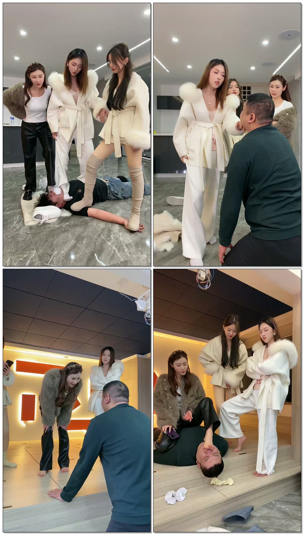 【麋鹿银儿】超颜值三女斯踢头踩头天花板【78分钟】