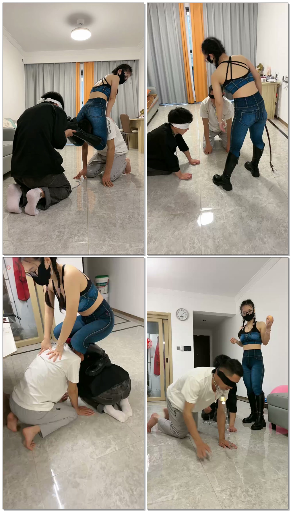 【薇薇】玩双狗坐头顶抽耳光【32分钟】